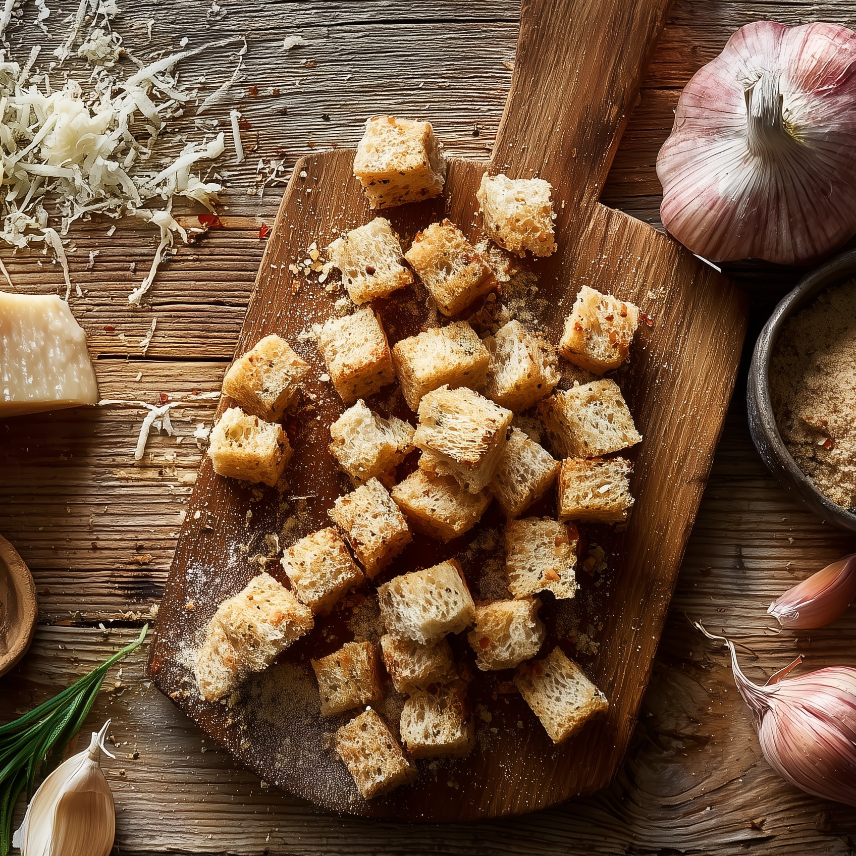 Elizabeth's Sourdough Garlic Parmesan Croutons